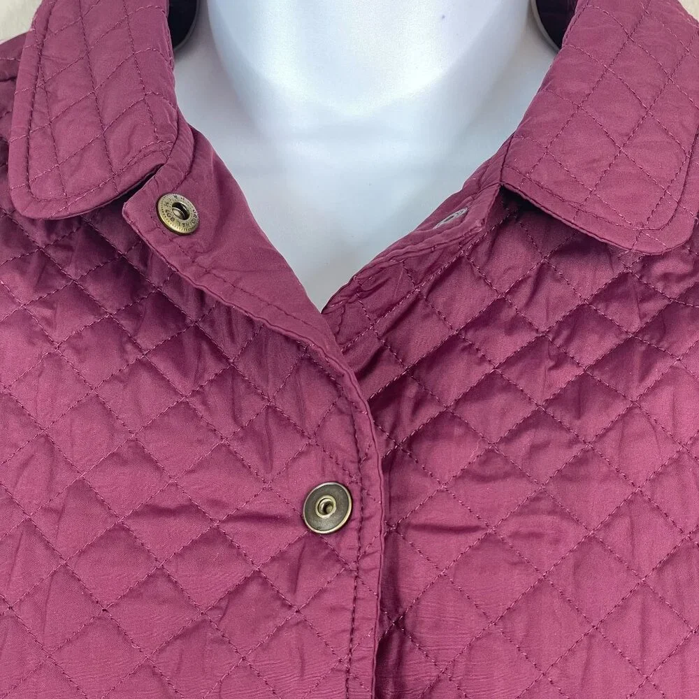 Gymboree Old Money Equestrian Quilted Jacket Girl Medium Burgundy Pockets Preppy